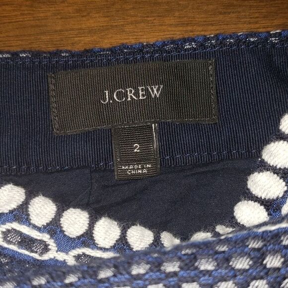 J. Crew Floral‎ Jacquard Mini Skirt Blue with POCKETS! Size 2 - Picture 3 of 5